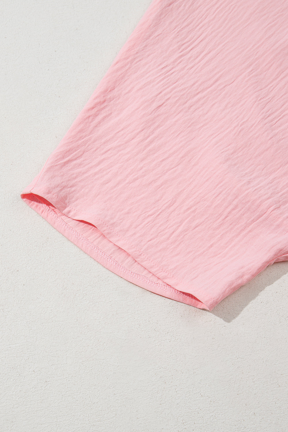 Pink Textured Half Sleeve V Neck Plus Size T Shirt with Chest Pocket - Love Salve